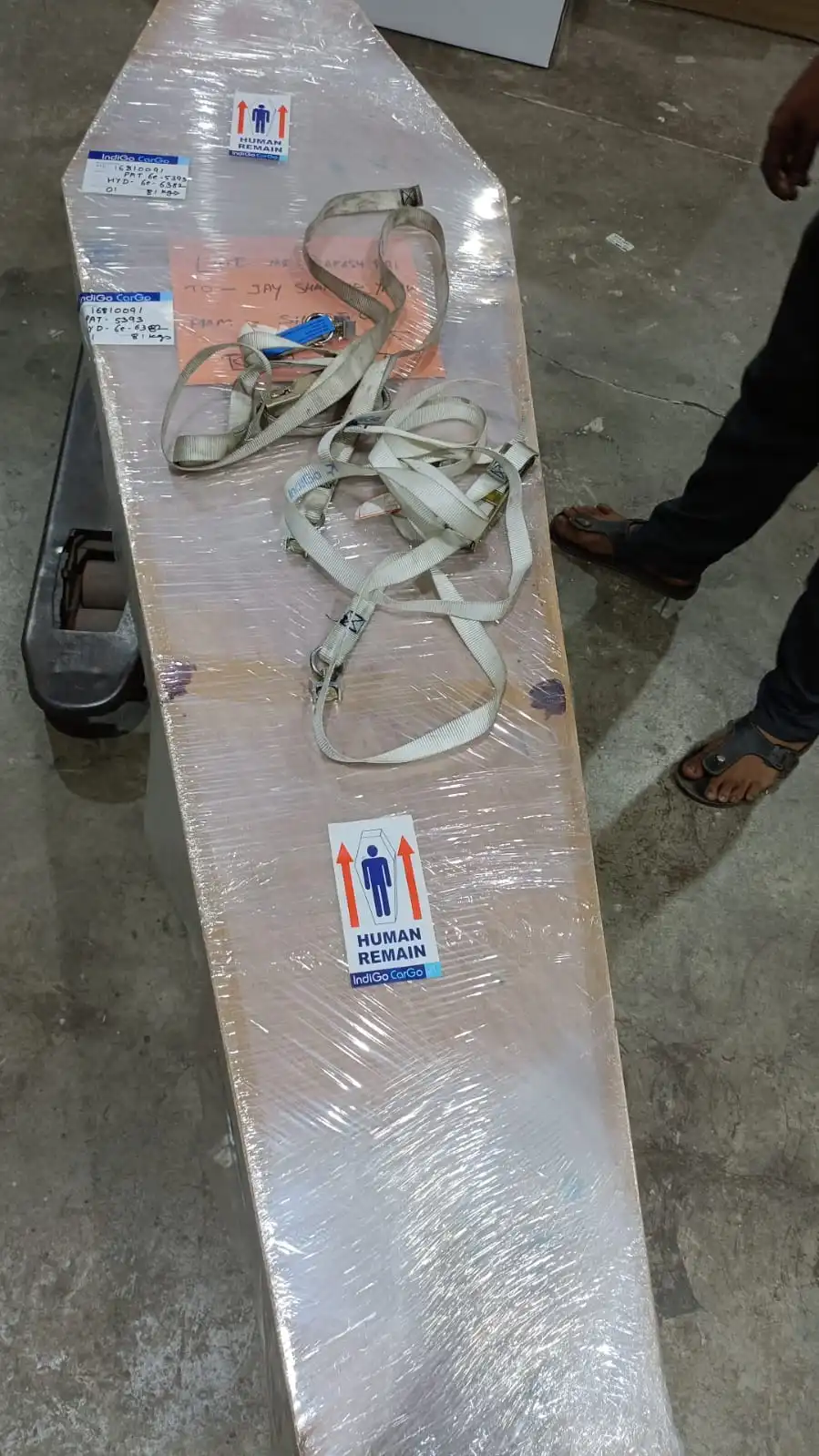 Coffin box ready for air cargo dead body transportation in India