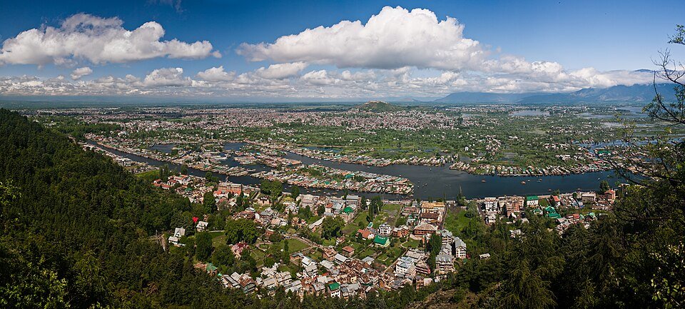 Panoramic view of Srinagar and the Kashmir Valley representing onward road transport after SXR airport release